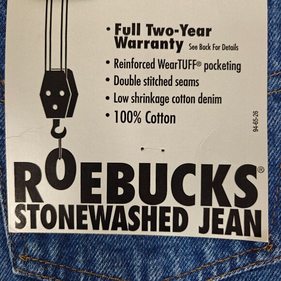 Sears Roebucks Vintage Jeans 40x30 Men's Blue Denim 100% Cotton Straight Leg NEW - Picture 2 of 8